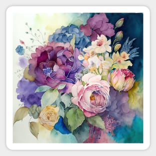 Pastel Watercolor Colorful Flowers Sticker